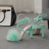 Women Plus Size Fashion Sexy Feather Cross Strap High Heeled Sandals