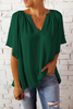 Summer Loose V-Neck Casual Women Solid Color Chiffon Blouse