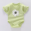 (Buy 1 Get 1)  Kids Baby Girls Summer Casual Cute Sunflower Round Neck Short Sleeve Romper