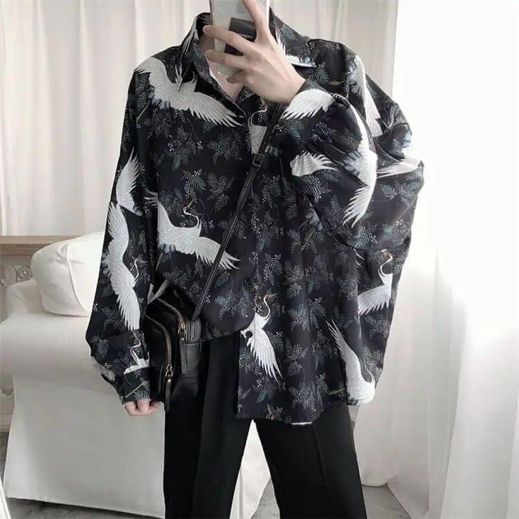 Men Fashion Loose Graphic Printing Shirt