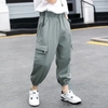 Kids Pure Color Big Pocket Style Cargo Pants