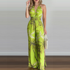 Women Vacation Bohemian Halter Neck Sleeveless All Over Print Loose Jumpsuits