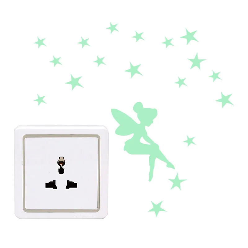 (Buy 1 Get 1)  Switch Decal Luminous Fluorescent The Fairy And Star Creative Bathroom Living Room Wall Stickers