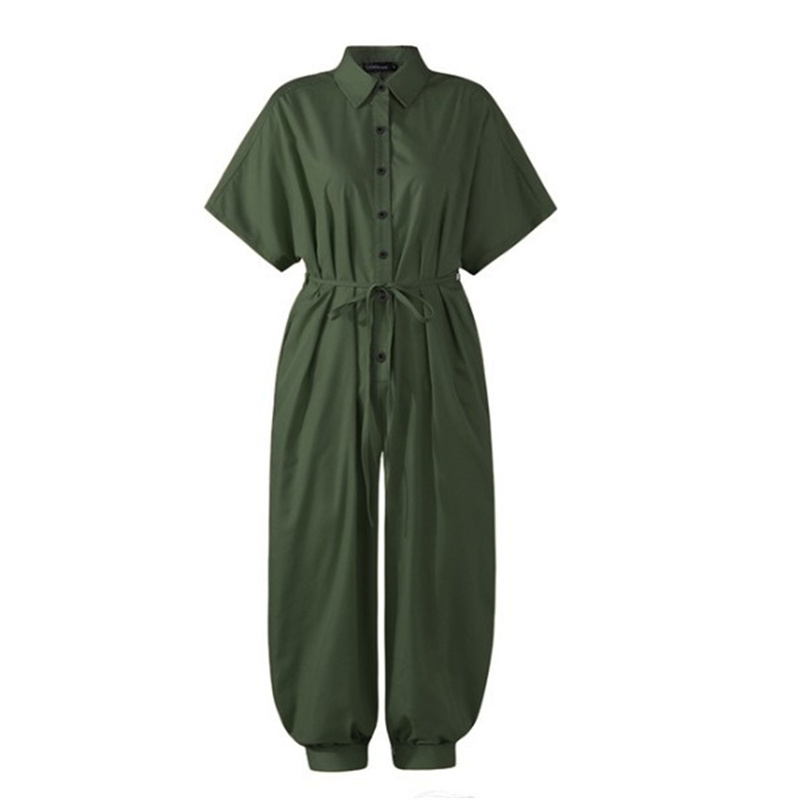 Women Casual Single-Breasted Loose Jumpsuits