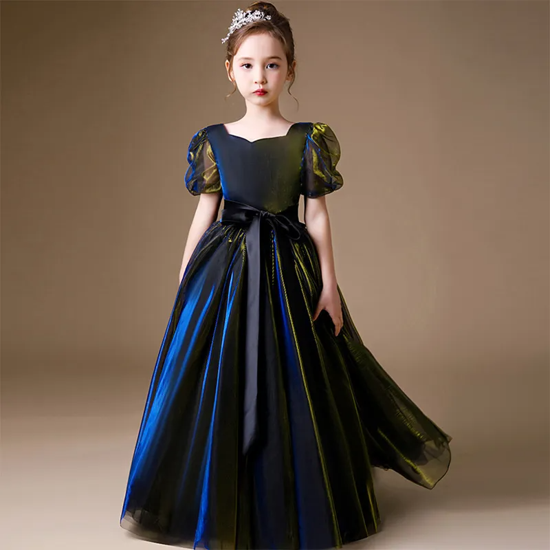 (Buy 1 Get 1) Toddler  Girls Elegant Party Gradient Color Short Sleeve U Neck Mesh Tutu Princess Dress