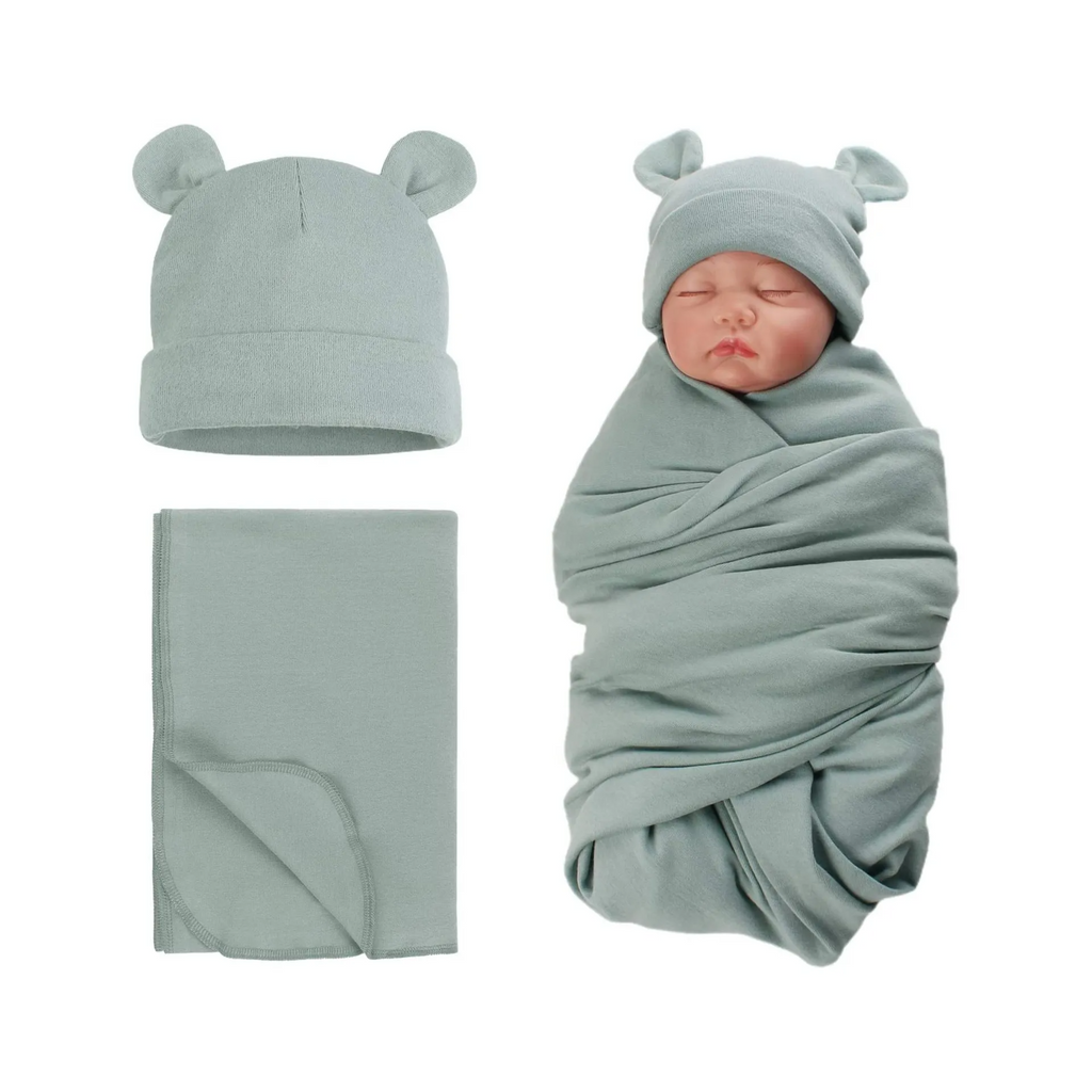 Newborn Baby Anti-Kick Wrap Blanket Swaddling And Cap