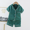 Kids Simple Solid Color Single-Breasted Two-Piece Pajamas