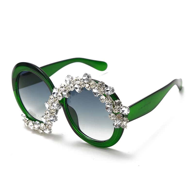 Exaggerated Round Big Frame Design Rhinestone Decoration Sunglasses