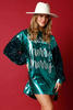 Christmas Women Fashion Sequin Patchwork Letter Print Dress