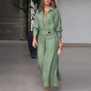 Women Ramadan /Eid  Fashion Casual Solid Color Waist Long Sleeve Irregular Shirt Maxi Dress