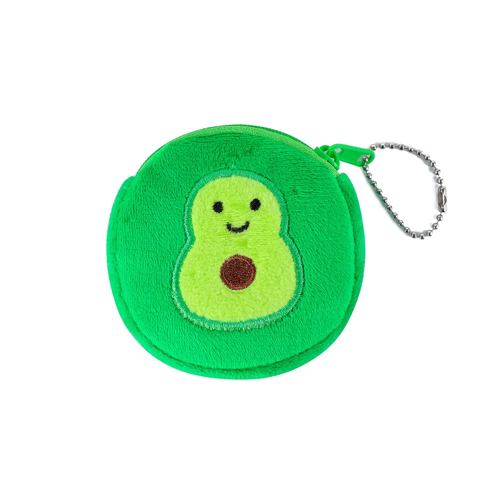 (Buy 1 Get 2) Cartoon Embroidered Avocado Coin Purse Plush Headphone Bag