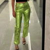 WomenFashion High Waist Candy Color PU Leather Pants