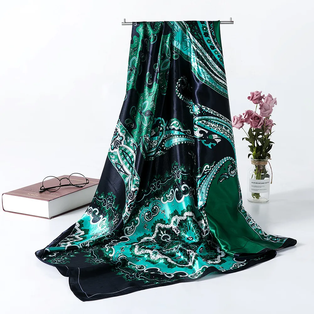 (Buy 1 Get 2) Women'S Fashion Geometric Pattern Printed Satin Silk Scarf