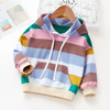 Rainbow Stripe Printed Girl Cotton Pullover Hoodies