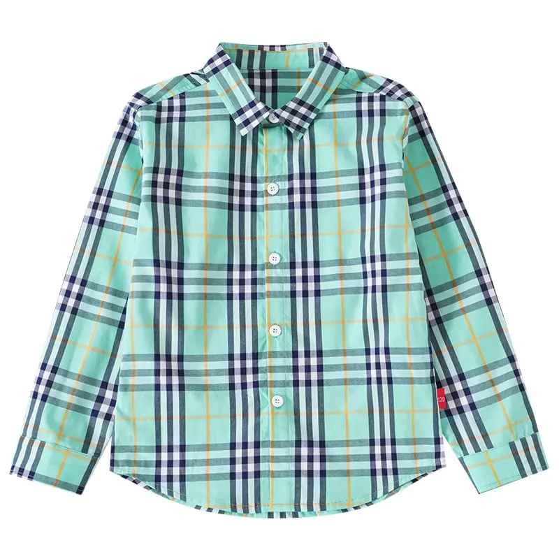 Toddler Boys Casual Long Sleeve Lapel Plaid Single Breasted Shirt