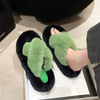 Autumn Winter Women Fashion Plus Size Cross Plush Warm Home Slippers