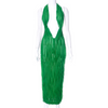 Women Fashion Solid Color Hollow Hanging Neck Backless Dress