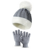 (Buy 1 Get 1) Kids Casual Cute Christmas Fur Ball Color Matching Knitwear Gloves Hat Sets