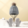 (Buy 1 Get 1) Kids Casual Cute Fur Ball Solid Color Knitwear Gloves Hat Sets