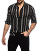 Men Fashion Stripe Print Long Sleeve Lapel Shirt