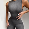 Women Solid Color Sleeveless Trousers Sports Half Turtleneck Casual Jumpsuit