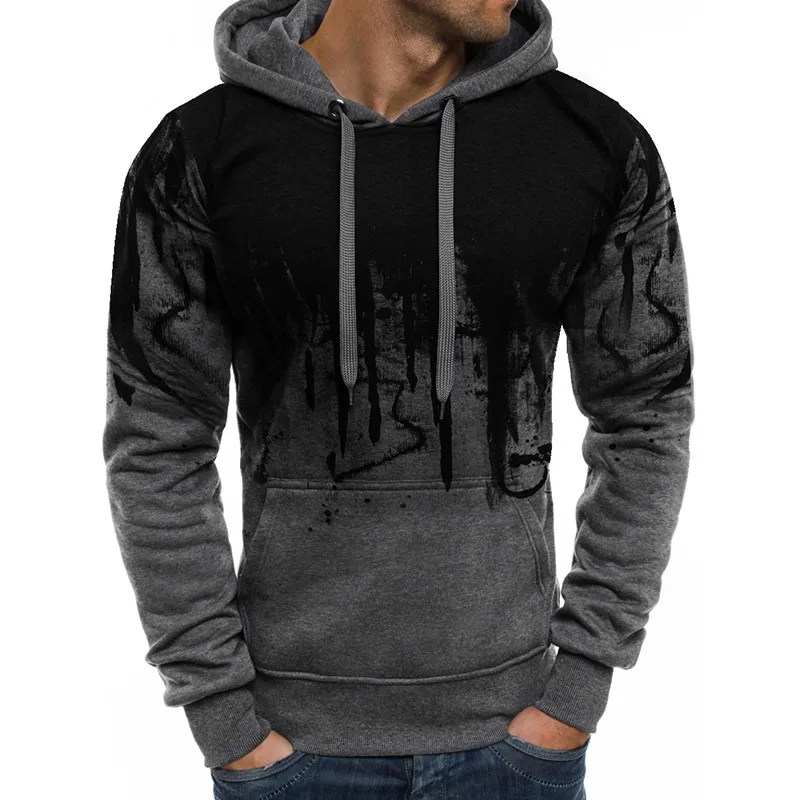 Men Fashion Gradient Print Long Sleeve Hoodies