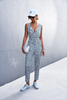 Women Leopard Print Waist Tie Sleeveless Jumpsuit