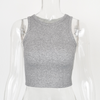 Women'S Casual Knitted Solid Color Sleeveless Cropped Tank Top