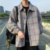 Men Fashion Plaid Printing Single-Breasted Coat