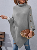 Autumn And Winter Women Fashion Button High Collar Irregular Sweater Shawl Coat