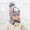 (Buy 1 Get 1)  Kids Unisex Autumn Winter Fashion Casual Cute Solid Color Cartoon Penguin Hat Scarf Two Set