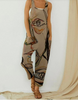 Women Vintage Abstract Print Suspender Jumpsuit