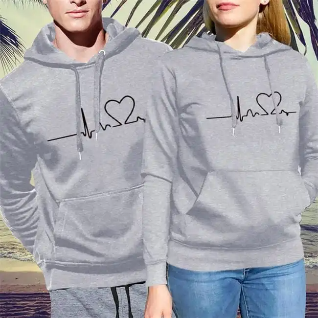 Couple Fashion Color Blocking Printed Long Sleeve Hoodie