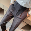 Men Gentle Italian-Style Striped Casual High-Waisted Business Pleated Casual Trousers