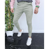 Men Casual Striped Print Mid Waist Skinny Pencil Pants