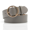 Women Casual Simple Alloy Round Buckle Versatile Pu Belt