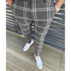 Men Casual Colorblock Plaid Striped Mid Waist Pants