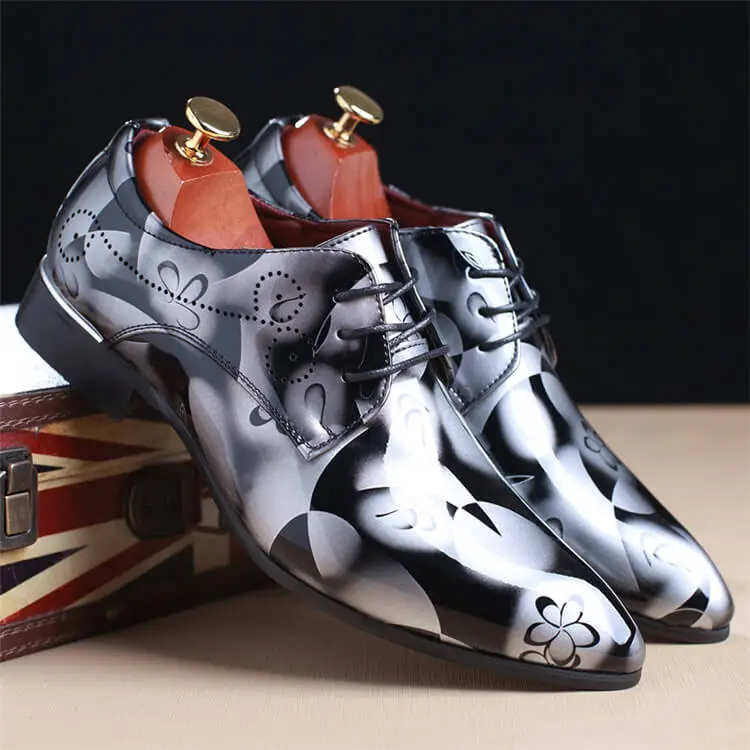 Men Fashion Graphic Printing Lace Up Oxfords