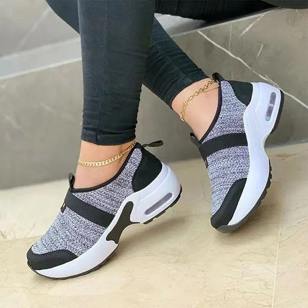 Women Fashion Plus Size Casual Fly Woven Elathe Strap Sneakers