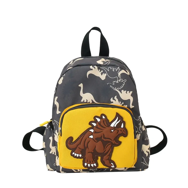 (Buy 1 Get 2) Kids Boys Girls Fashion Casual Cute Color Block Cartoon Dinosaur Pattern Oxford Cloth Backpacks Bags