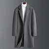 Men Autumn Winter Fashion Leisure Business Office Solid Color Long Sleeve Lapel Plus Size Long Wool Coat