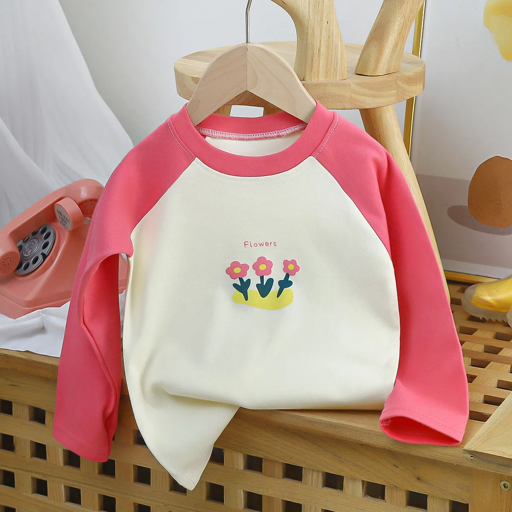 ( Buy 1 Get 1 ) Kids Toddler Big Boys Girls Fashion Casual Cute Cartoon Pattern Round Neck Long Sleeve T-Shirt