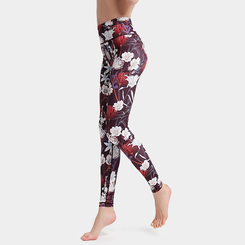 Women Elegant High Waist Floral Printed Yoga Leggings