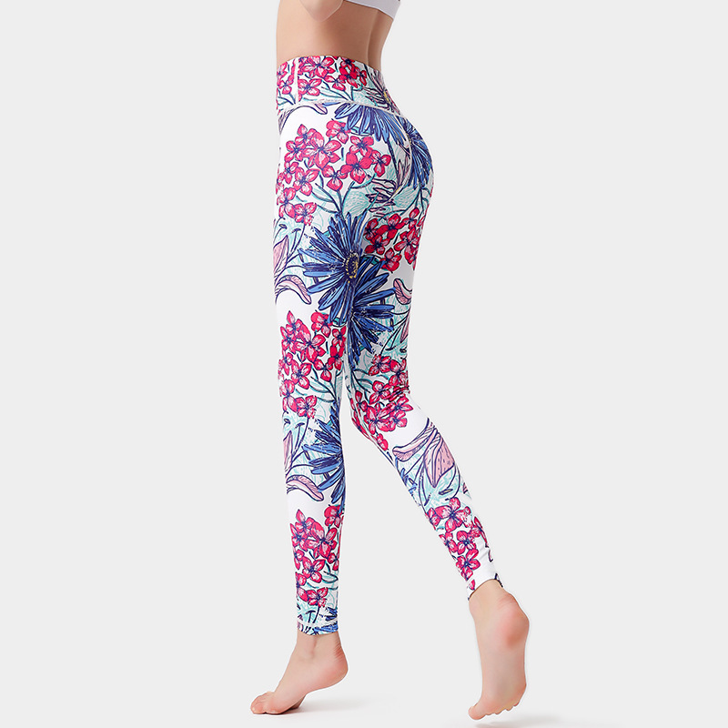 Women Elegant High Waist Floral Printed Yoga Leggings