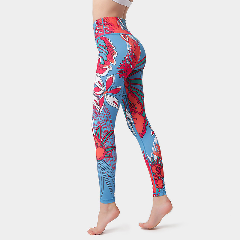 Women Elegant High Waist Floral Printed Yoga Leggings