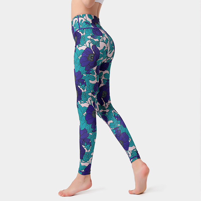 Women Elegant High Waist Floral Printed Yoga Leggings