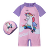 Children Kids Baby Fashion Girls Boys Short Sleeve Cartoon Print Swimsuit