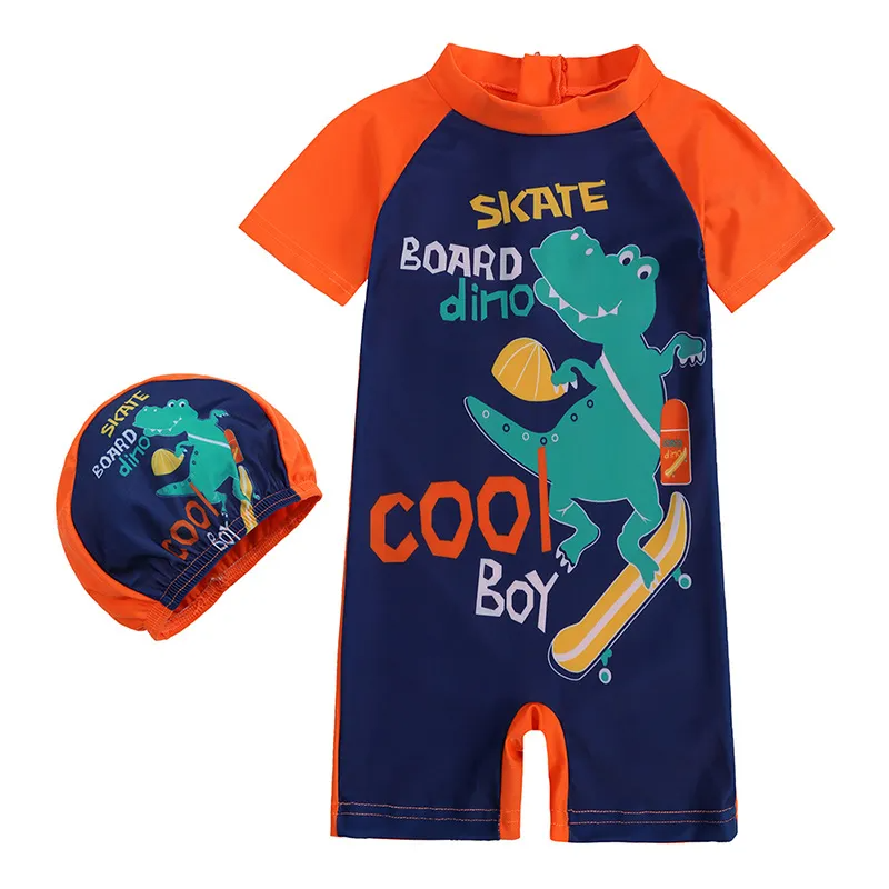 Children Kids Baby Fashion Girls Boys Short Sleeve Cartoon Print Swimsuit