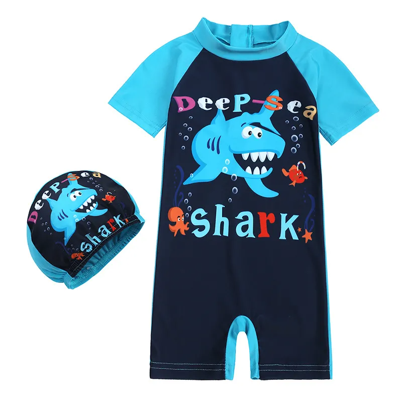 Children Kids Baby Fashion Girls Boys Short Sleeve Cartoon Print Swimsuit