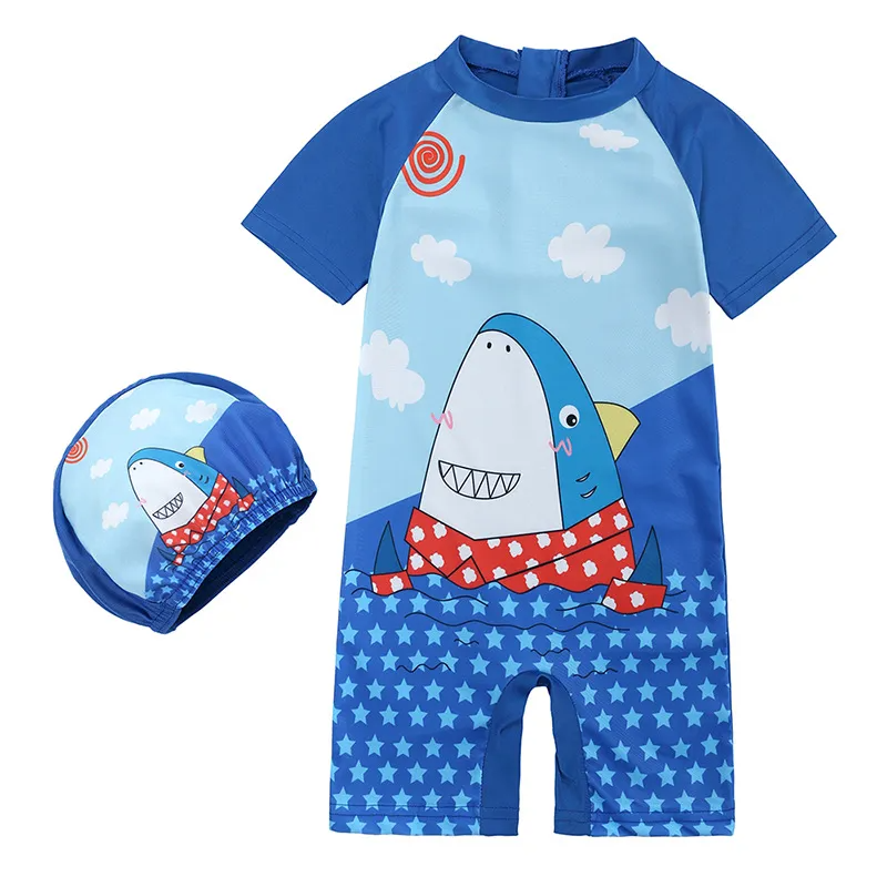 Children Kids Baby Fashion Girls Boys Short Sleeve Cartoon Print Swimsuit